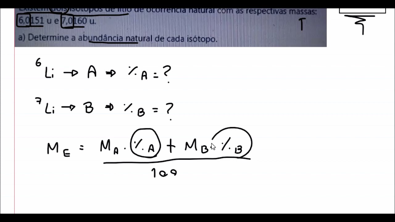 Como calcular a abundancia de dois isótopos de Lítio?