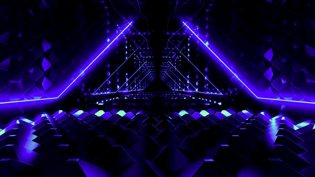 🎥 4K TUNEX – Unendlicher Dreieckiger Neon-Tunnel Lila | 2 Stunden (Ohne Audio) 💜✨🔺