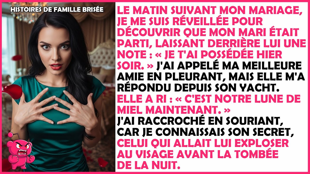 Le lendemain de mon mariage, il a disparu et elle a pris ma lune de miel.