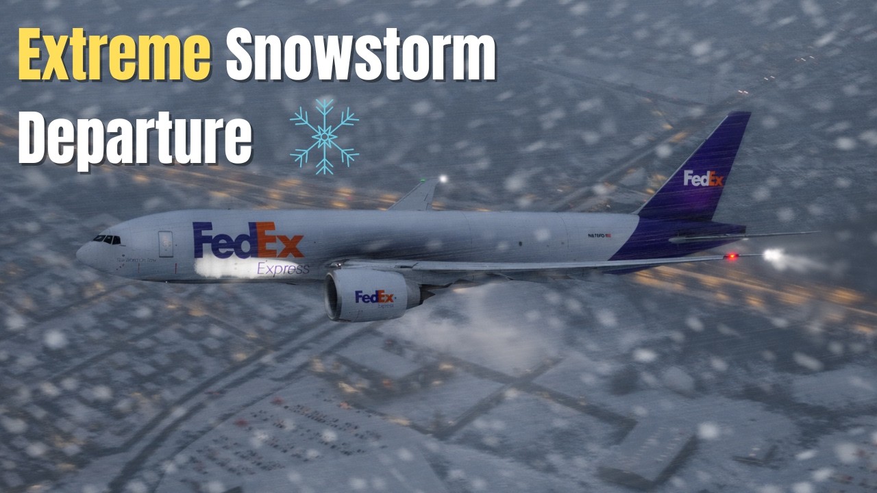 Extreme Snowstorm Departure | FedEx 777F | Anchorage (PANC) | X-Plane 12