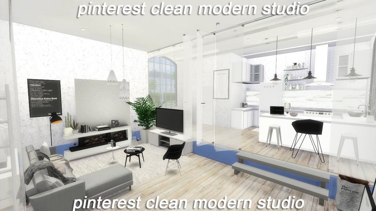 The Sims 4: Build | Pinterest Clean Modern Studio + CC LIST
