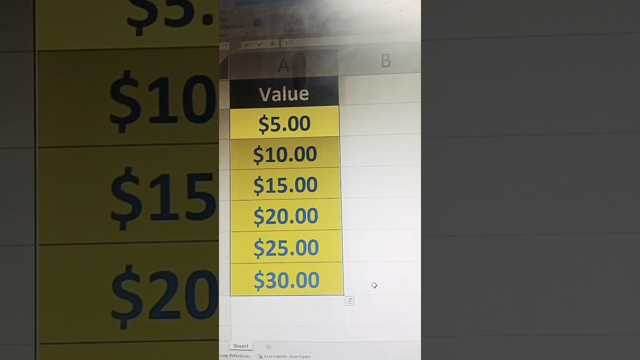 Dollar sign in Excel