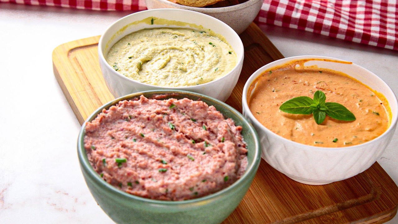 TRÊS RECEITAS DE PATÊS RÁPIDOS, FÁCEIS E DELICIOSOS | IDEIAS DE APERITIVOS E PETISCOS
