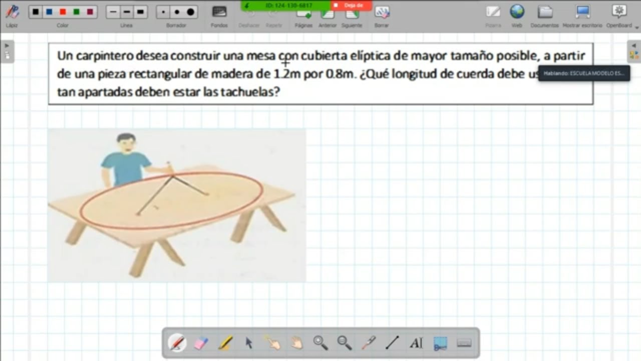 Aplicación de la ELIPSE | Ejemplo 2 MESA ELÍPTICA