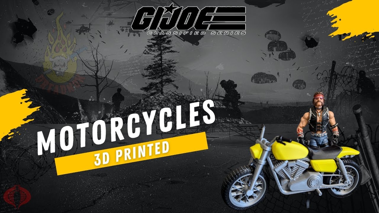 3D Printed G.I. Joe Classified scale Dreadnok Motorcycles