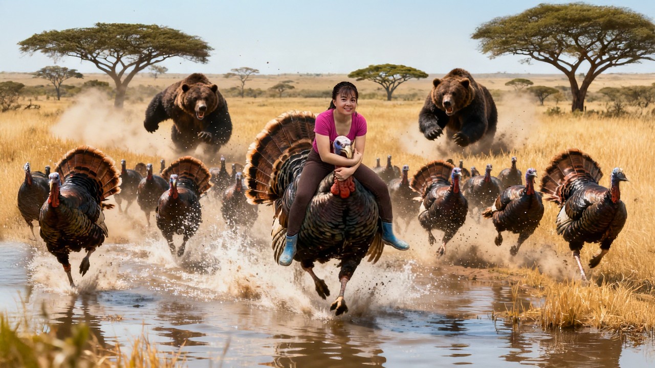 ¡Impactante! Cosechando Pavos Gigantes Huyendo de un Ataque de Osos 🦃🐻🔥😱