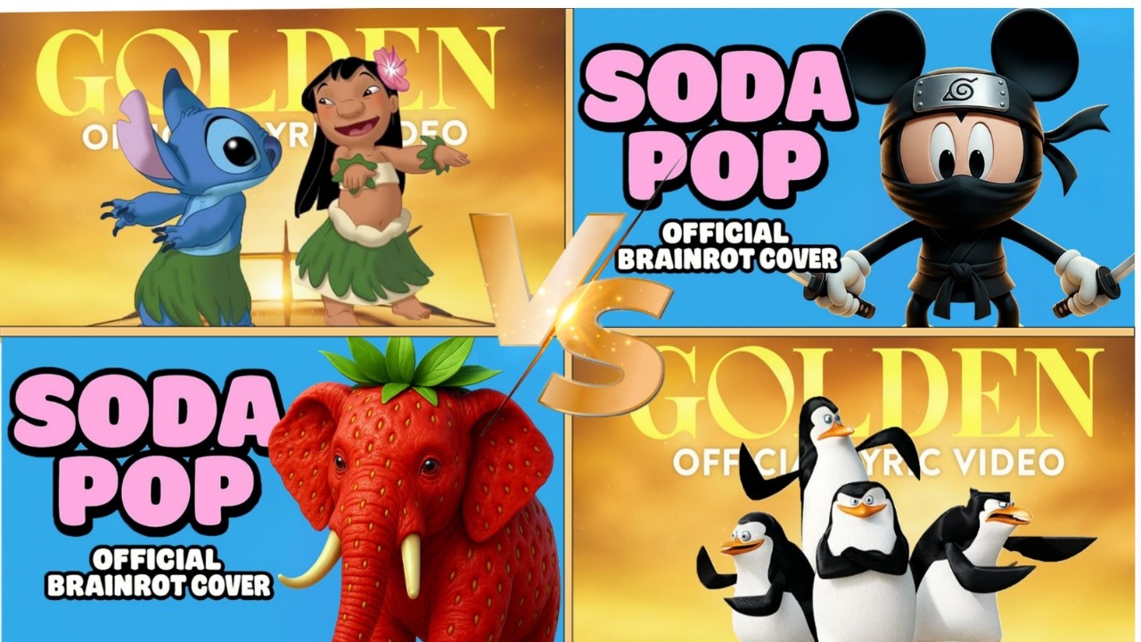 Stitch 👽 & Lilo 🌺 vs Brainrot Mickey 🐭 vs Madagascar Penguins 🐧 Strawberry 🐘 🍓