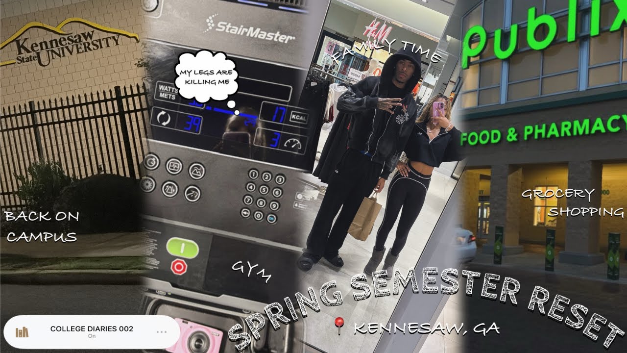 COLLEGE DIARIES 002 ᥫ᭡ | spring semester reset, first week back, gym days, & shopping | MaddieNevae