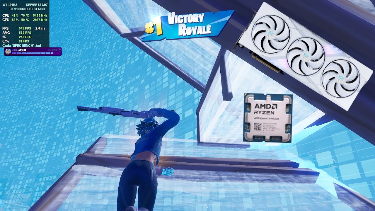 RTX 5070 + RYZEN 7 9800X3D | Fortnite | Solo Ranked Reload | Benchmark (Performance Mode)