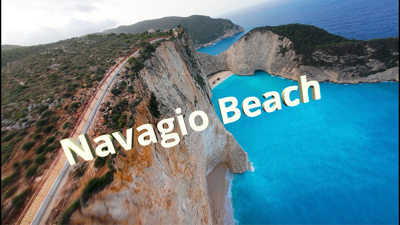 Navagio Beach 4k #FPV #Greece #Zakynthos  扎金索斯沉船湾的果冻蓝海水、沙滩与悬崖峭壁