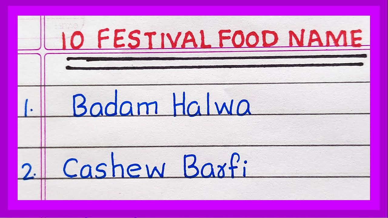 10 Festival Food name | 10 Name of Festival food items | in India