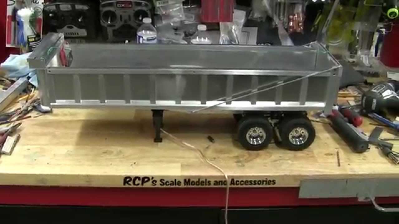 RC End dump trailer tarp system