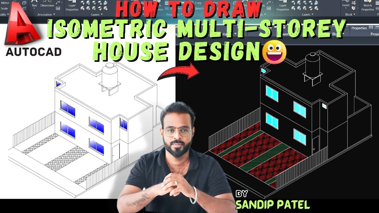 #13 - HOW TO DRAW ISOMETRIC MULTI - STOREY HOUSE DESIGN IN AUTOCAD || HOUSE DESIGN FOR CIVIL ENGRR.