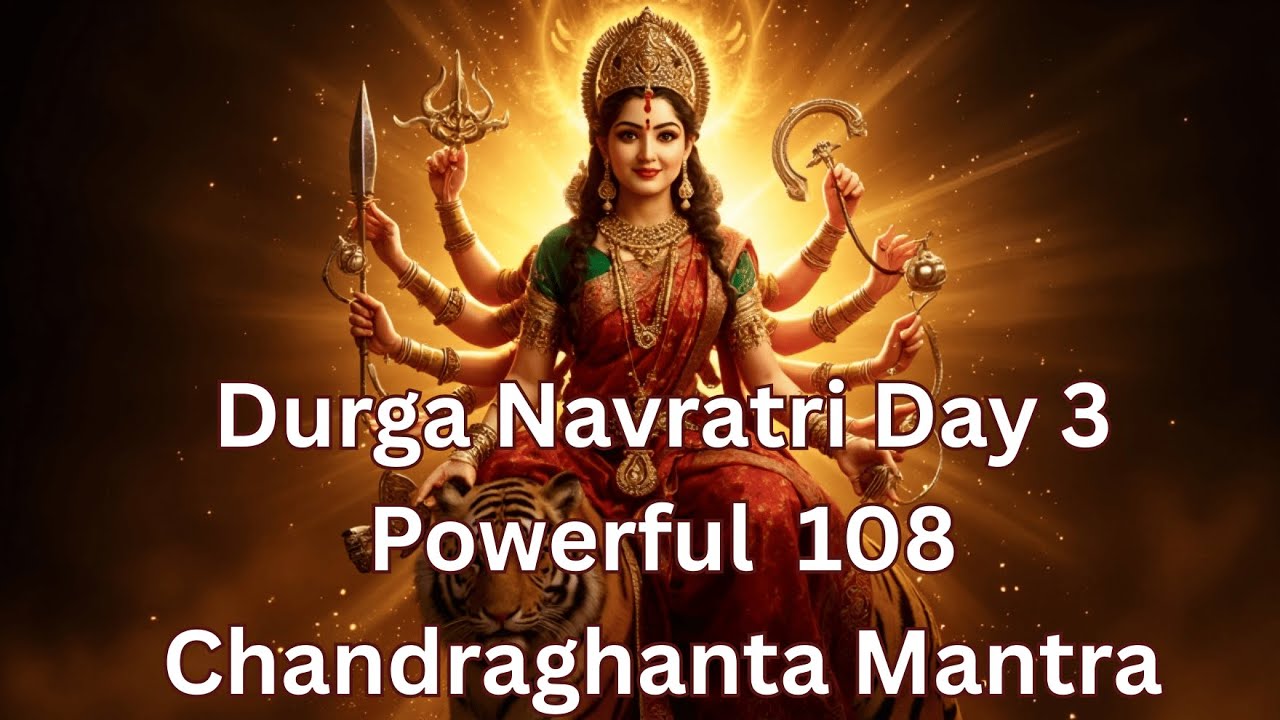 Durga Navratri Day 3 Mantra 108 times with Lyrics Jaap | Navratri Day 3  | Maa Chandraghanta Mantra