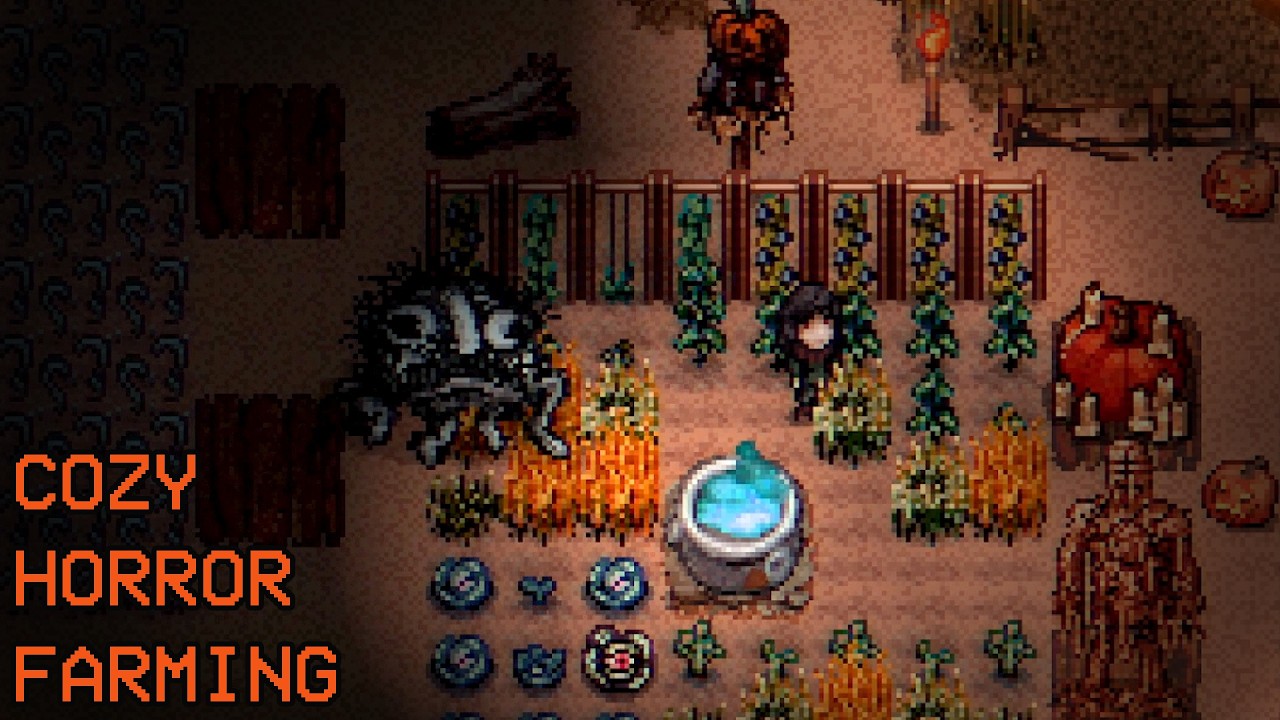 Welcome to Elderfield Trailer 👁️ A Retro Horror Farming RPG
