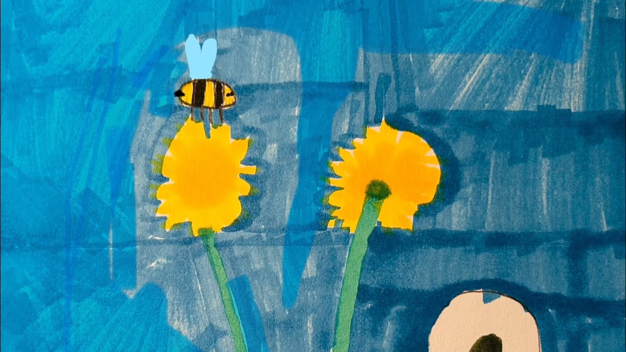 Abeja melífera en flor de diente de león #374