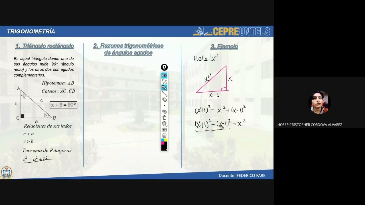 Razones trigonométrica de un ángulo agudo 1 / Clase completa / Cepre Untels / Semana 2