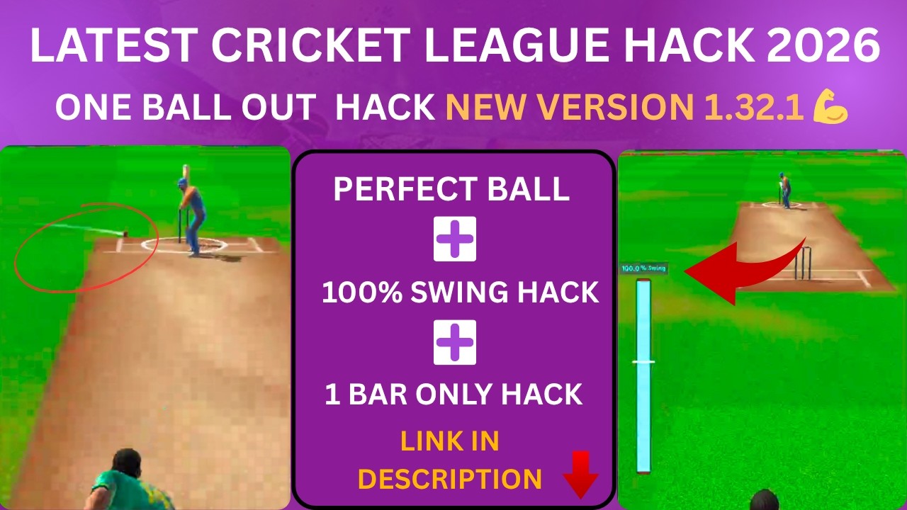 Cricket League 1 Bars Hack | 100% Swing Hack | One Ball Out | Cricket league 1.32.0 Mod hack