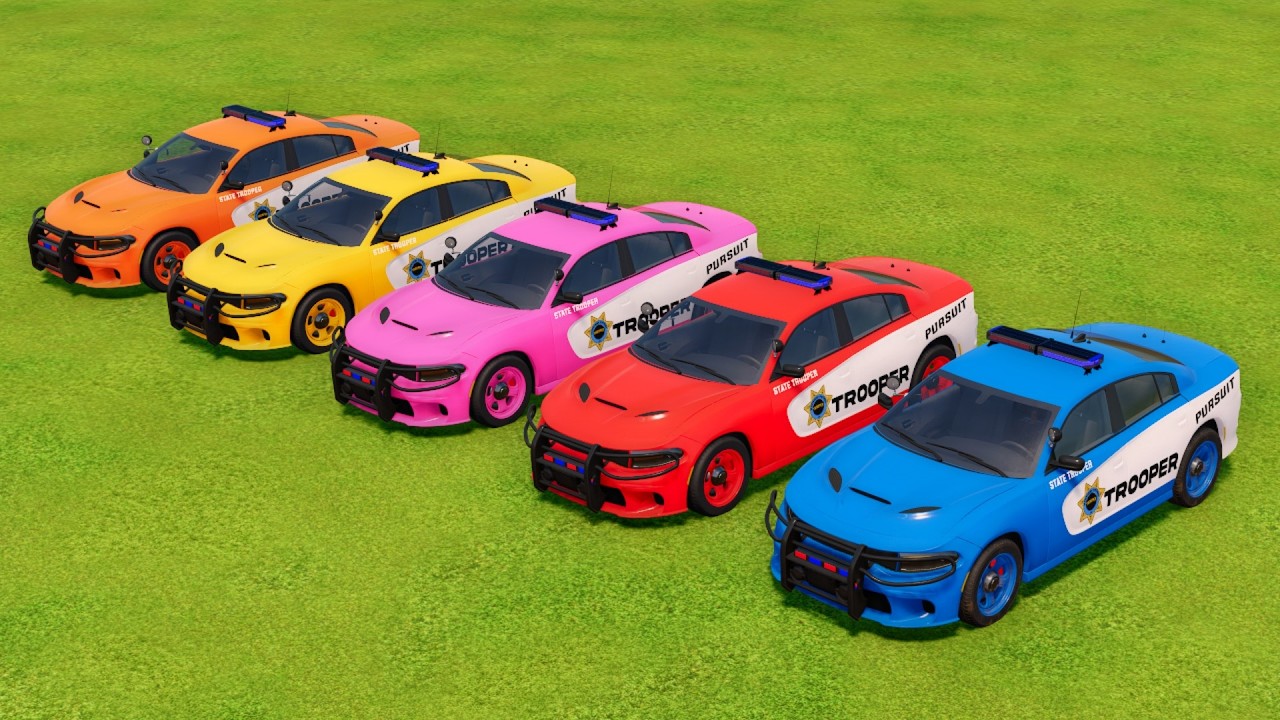 Tranporting Coloful Rainbow Police Cars - Farming Simulator 22 #34