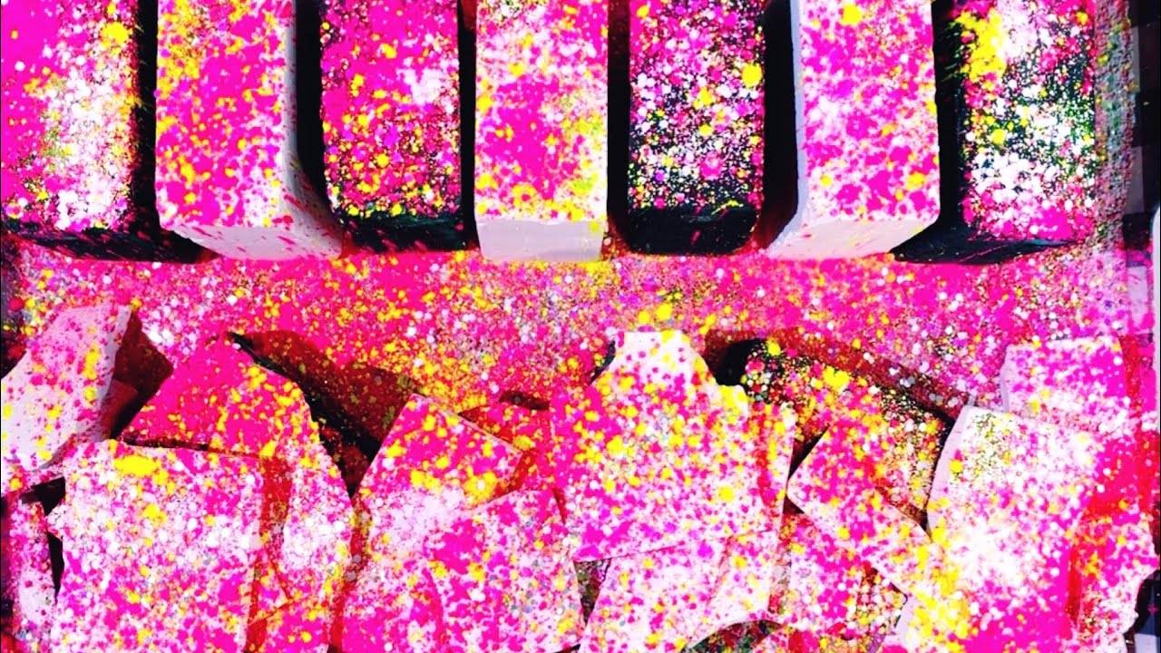 Green Dyed Blocks + Powdery PJ + Crispy Thin Pieces 💚💖💛| Gym Chalk ASMR | Stress Relief