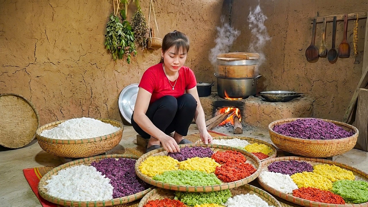 Timelapse - How to Steam Colorful Sticky Rice | Street Food Market