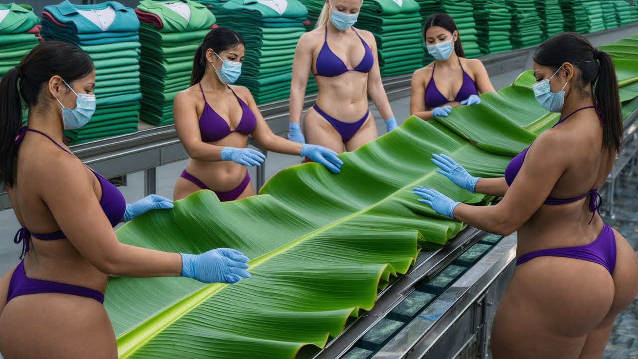 Por Dentro de uma Gigantesca Fábrica de Folhas de Bananeira pra roupas: Processo completo!