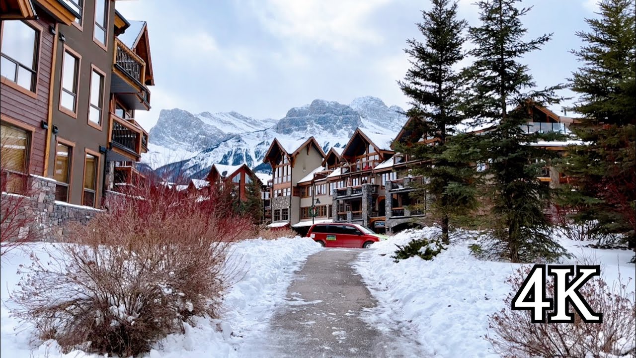 [4K] A beautiful Small Town with Snowy Mountains. 새해엔 설산풍경이 보이는 마을에서 한달 살아 보는건 어떨까? 아름다운 자연풍경과 마을풍경
