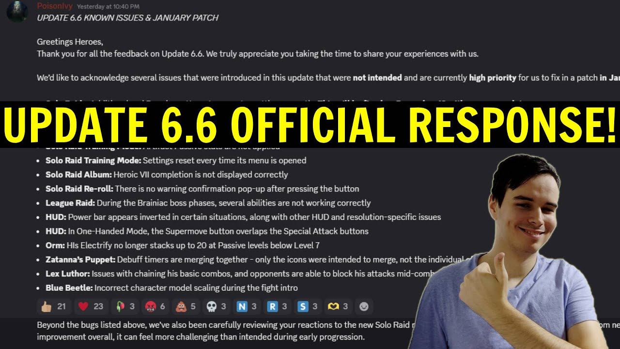 Официальный ответ на обновление 6.6 и предстоящие исправления для Injustice 2 Mobile