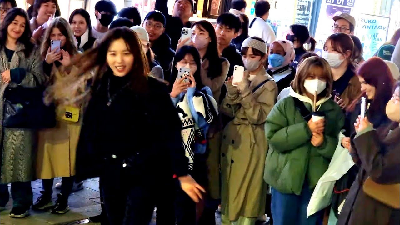 [STREET ARTIST] YU KAGAWA & HYOJIN. INTERACTIVE HONGDAE BUSKING (HYPE BOY) 230316.