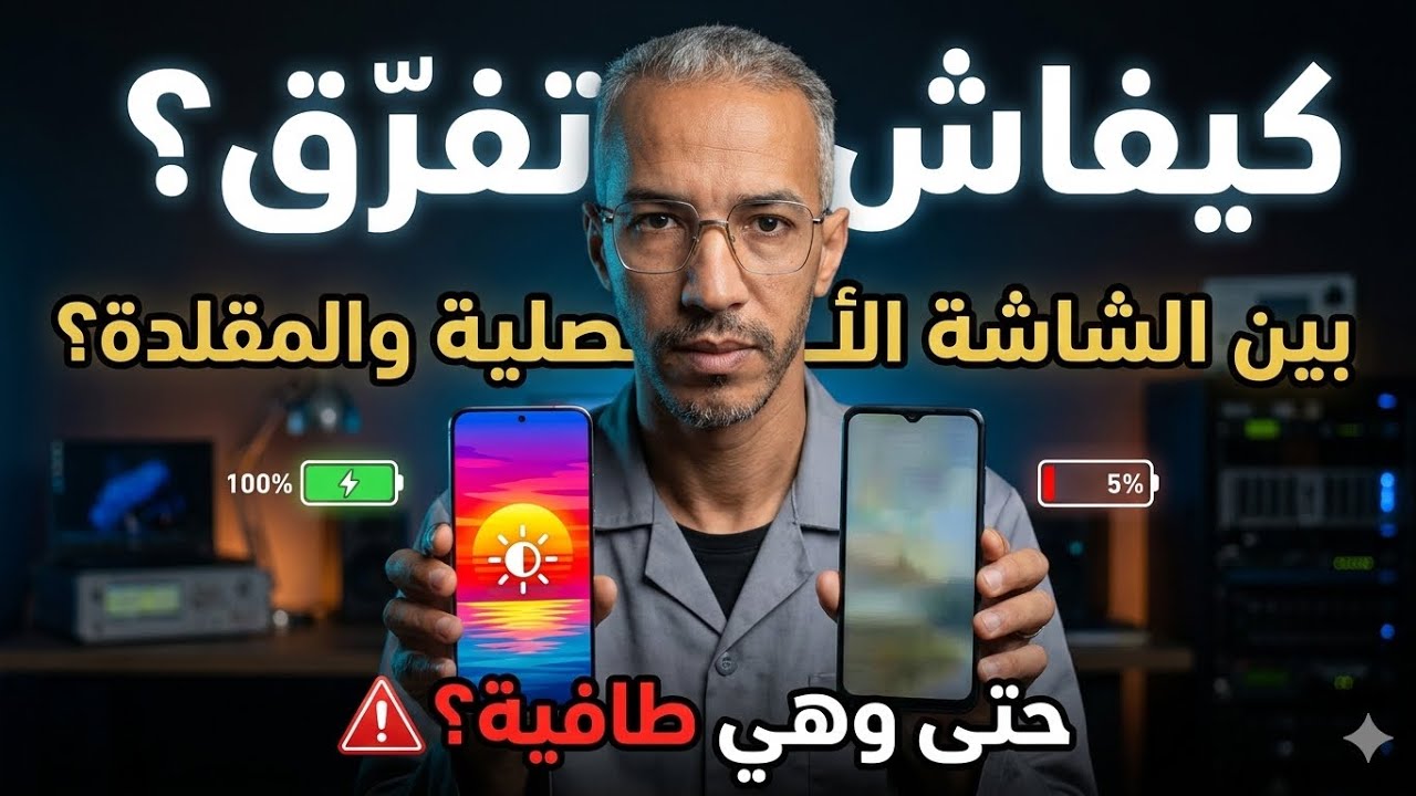 كيفاش تفرّق بين الشاشة الأصلية والمقلدة حتى وهي طافية؟ ⚠️ الإضاءة واستهلاك البطارية 