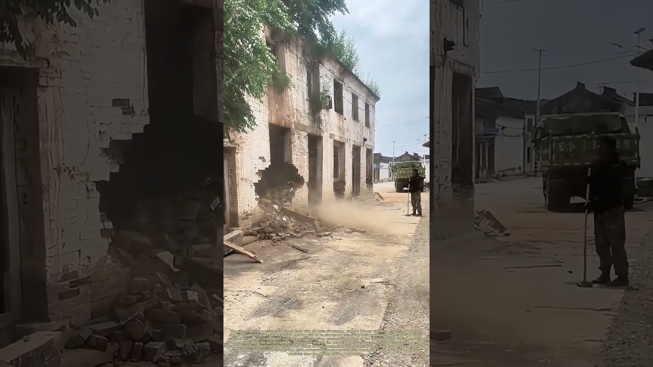 Swinging Manual Sledge: Controlled Demolition Of Dilapidated Brick Buildings