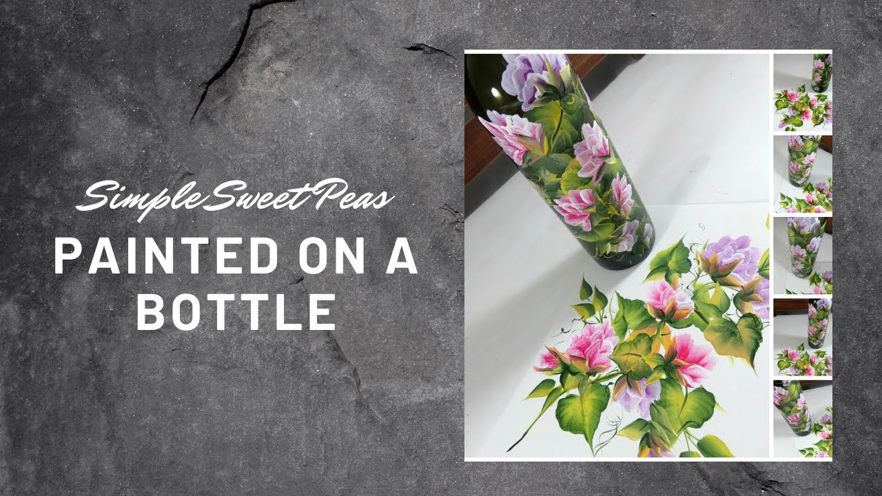 SIMPLE SWEET PEAS PAINTED ON A BOTTLE | Learn to Paint Flowers | Tutorial | Aressa1 | 2020