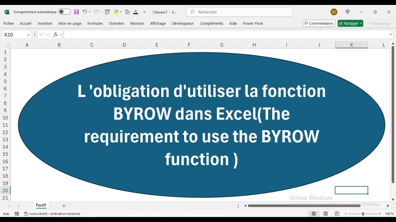 L 'obligation d'utiliser la fonction BYROW dans Excel(The requirement to use the BYROW function )