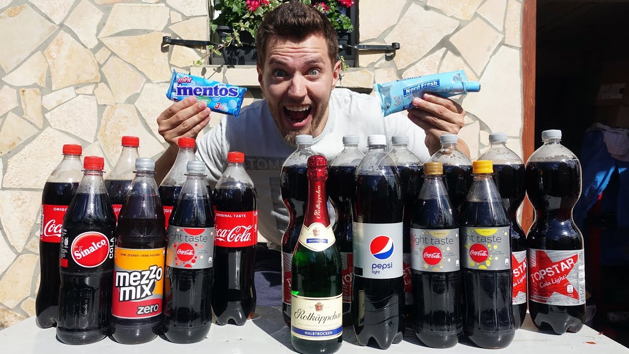 Experiment - Günstiges Mentos vs Teures Mentos in COLA! Was spritzt am Besten ab?