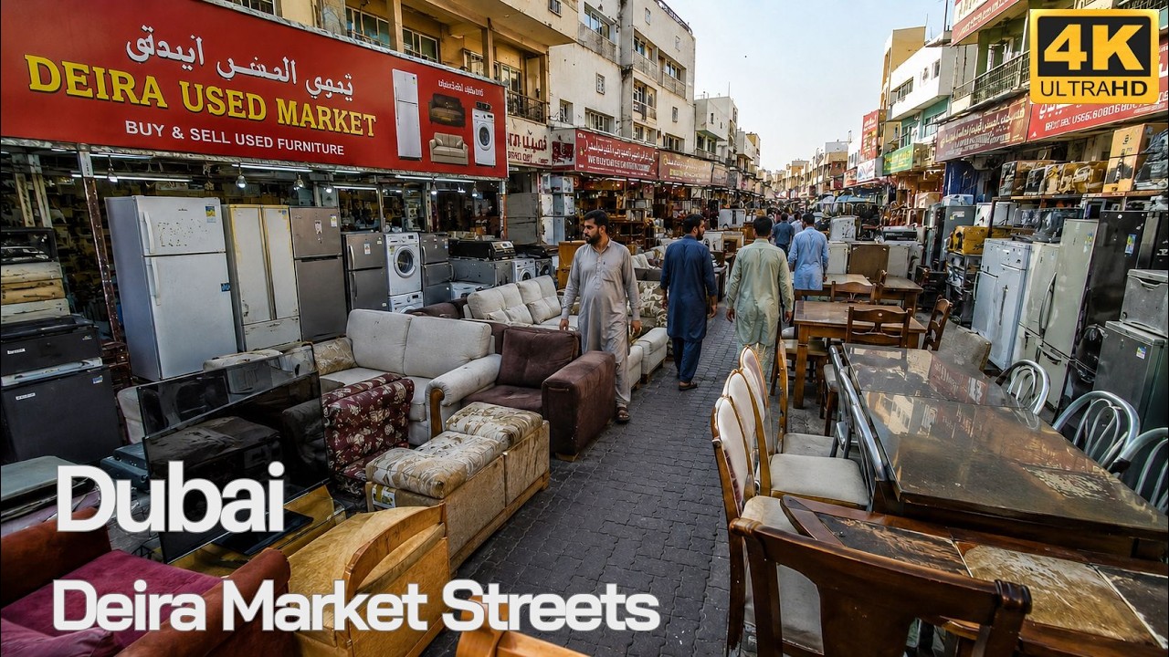 🇦🇪 DUBAI | DEIRA'S BIGGEST UESD MARKET TOUR | USED FURNITURE & ELECTRONICS MARKET 4K