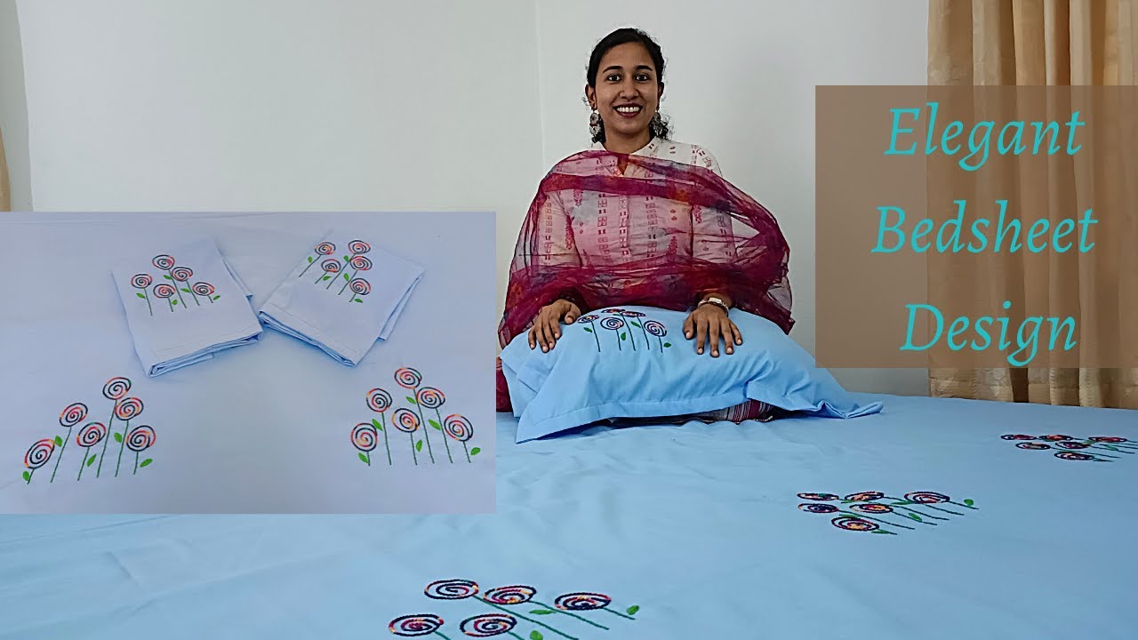 Simple and Elegant Hand Embroidery Bedsheet Design | Bedsheet design even for beginners | Malayalam