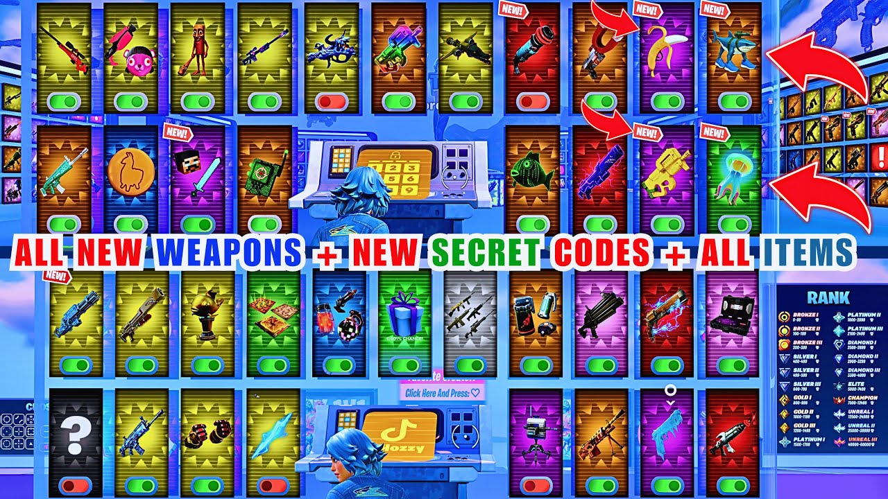 ALL SECRETS LOCATIONS SECRET CODE PART 1 | CRAZY 1V1 FFA - ALL GUNS & RIDES Fortnite 3256-2350-0756