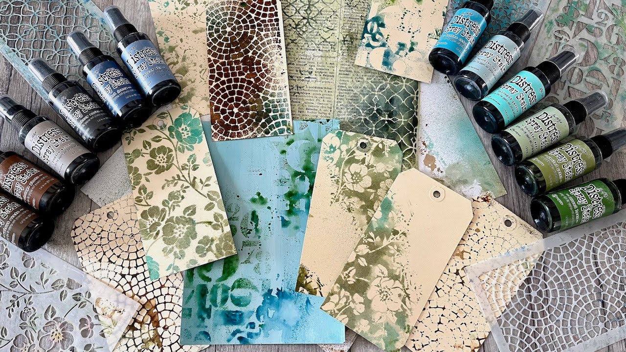 A few minutes of fun... flipping stencils with Distress Spray Stains