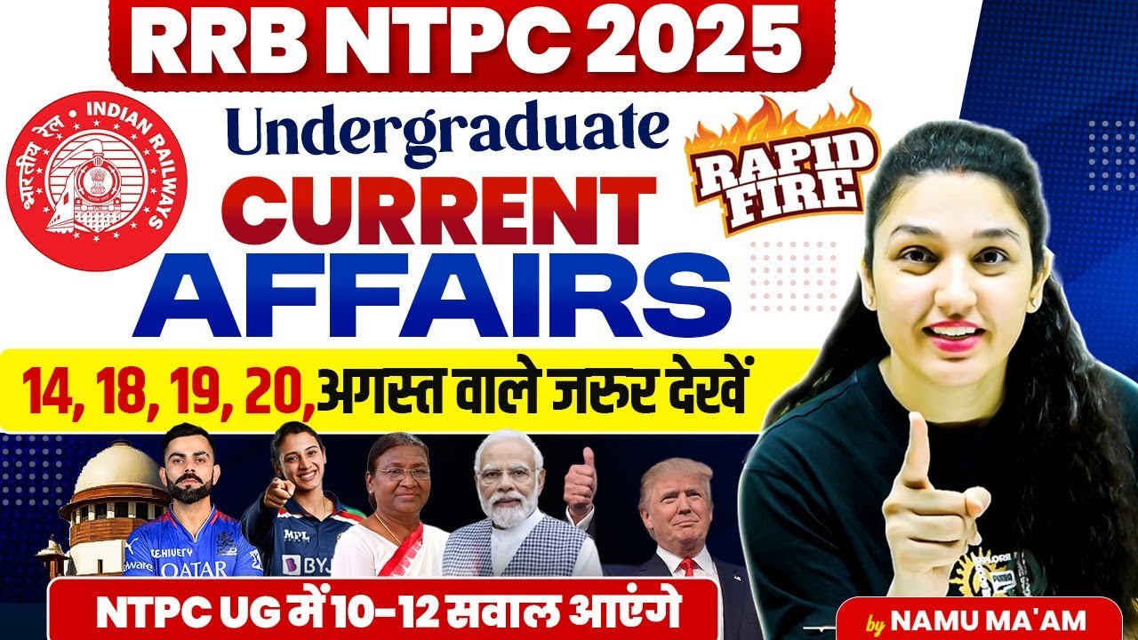 RRB NTPC Undergraduate 2025 Current Affairs 🔥 |  NTPC UG Exam Analysis 2025 | By Namu Ma’am