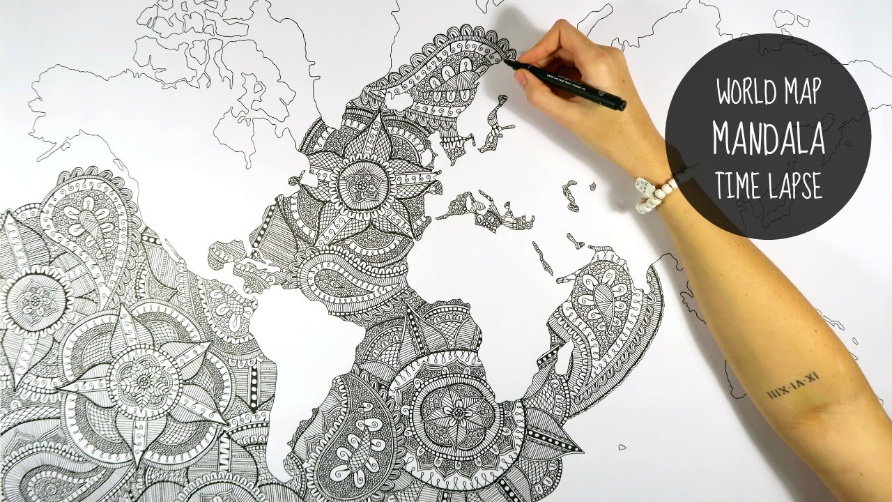 WORLD MAP MANDALA | SPEED DRAWING