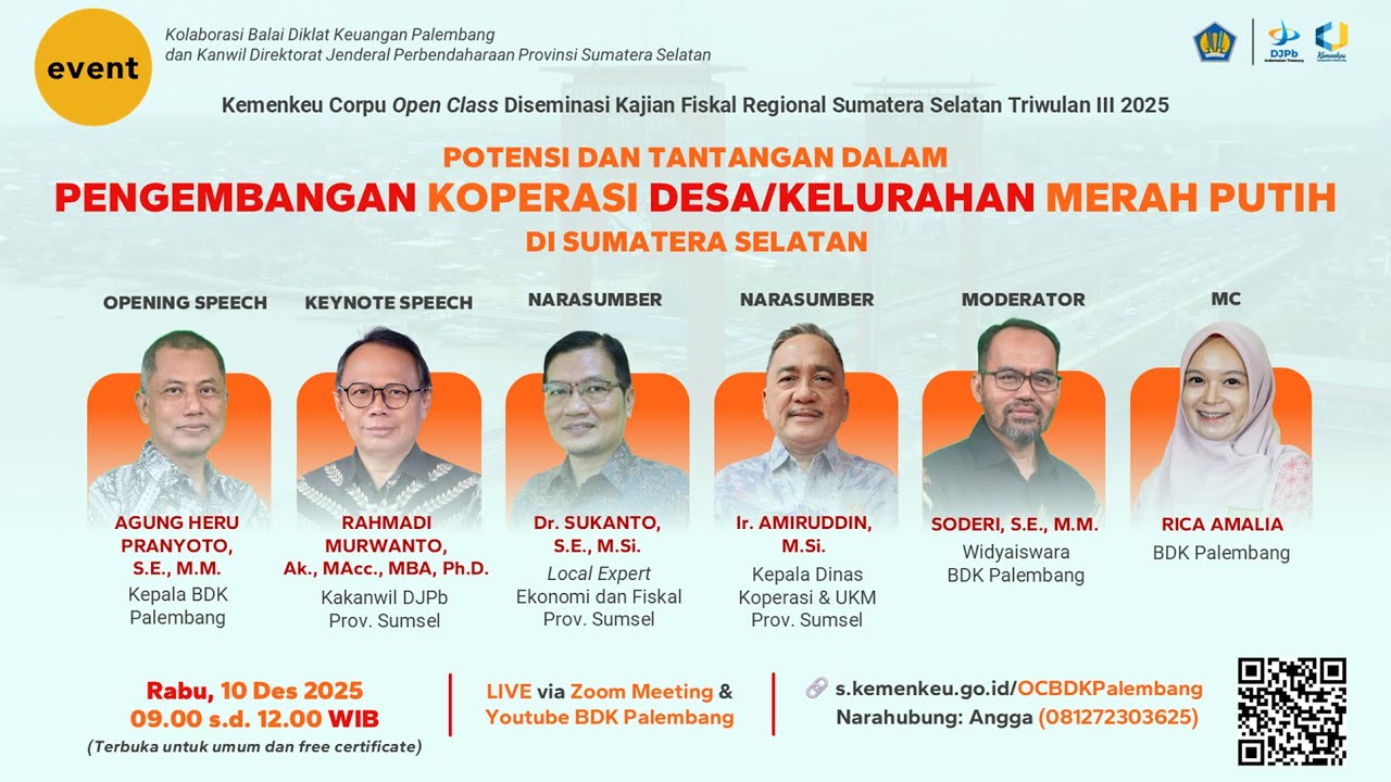 KCOC Diseminasi Kajian Fiskal Regional Sumatera Selatan Triwulan III 2025