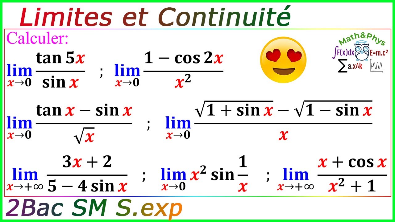 Limite fonctions trigonométriques - Limites et Continuité - 2 Bac SM S.exp - [Exercice 65]