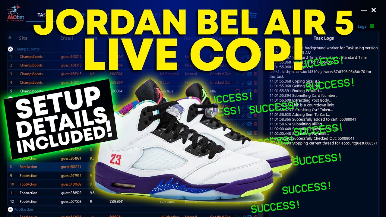 Jordan Bel Air 5 Live Cop! ANB AIO V2 Sneaker Bot w/ Complete Setup Details