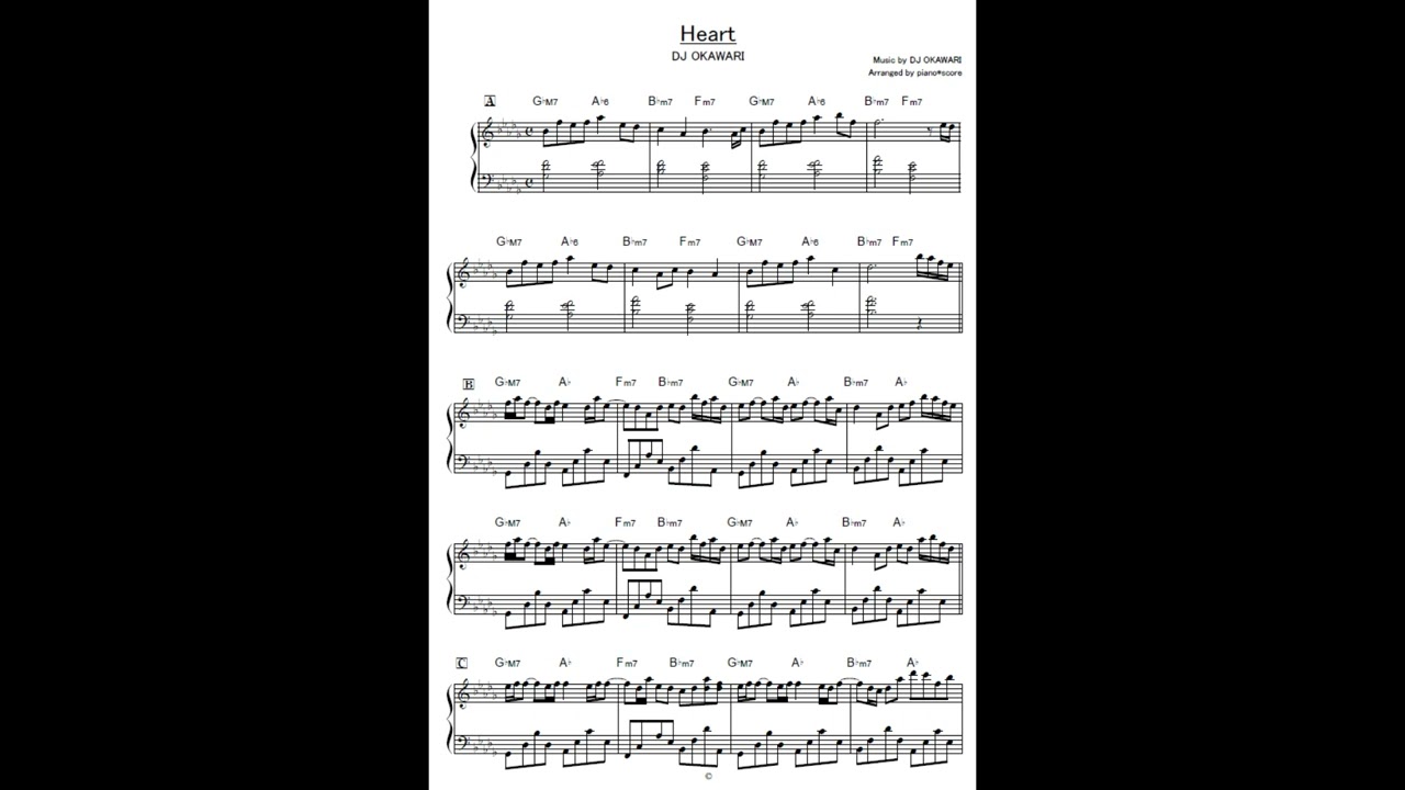 Heart / DJ OKAWARI  piano soloscore