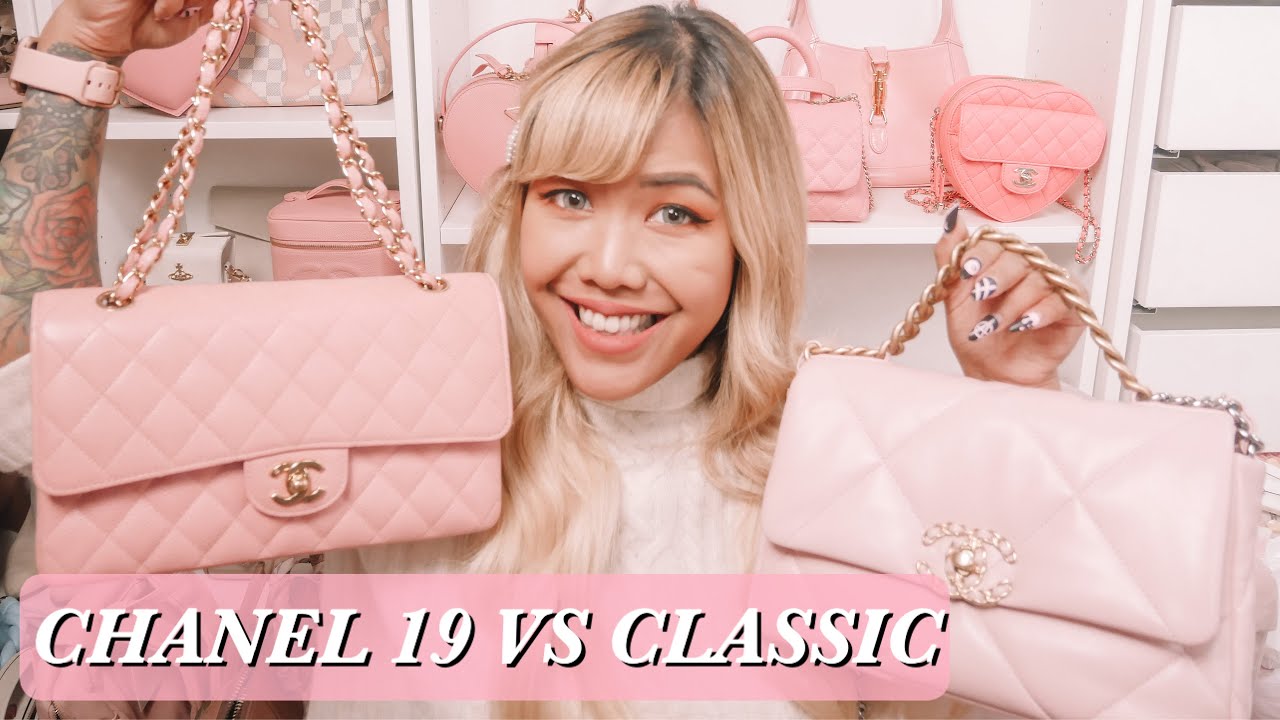 CHANEL 19 VS CLASSIC FLAP ♡ What Fits, Mod Shots & WHICH I Think is More Worth the $$! ♡ xsakisaki