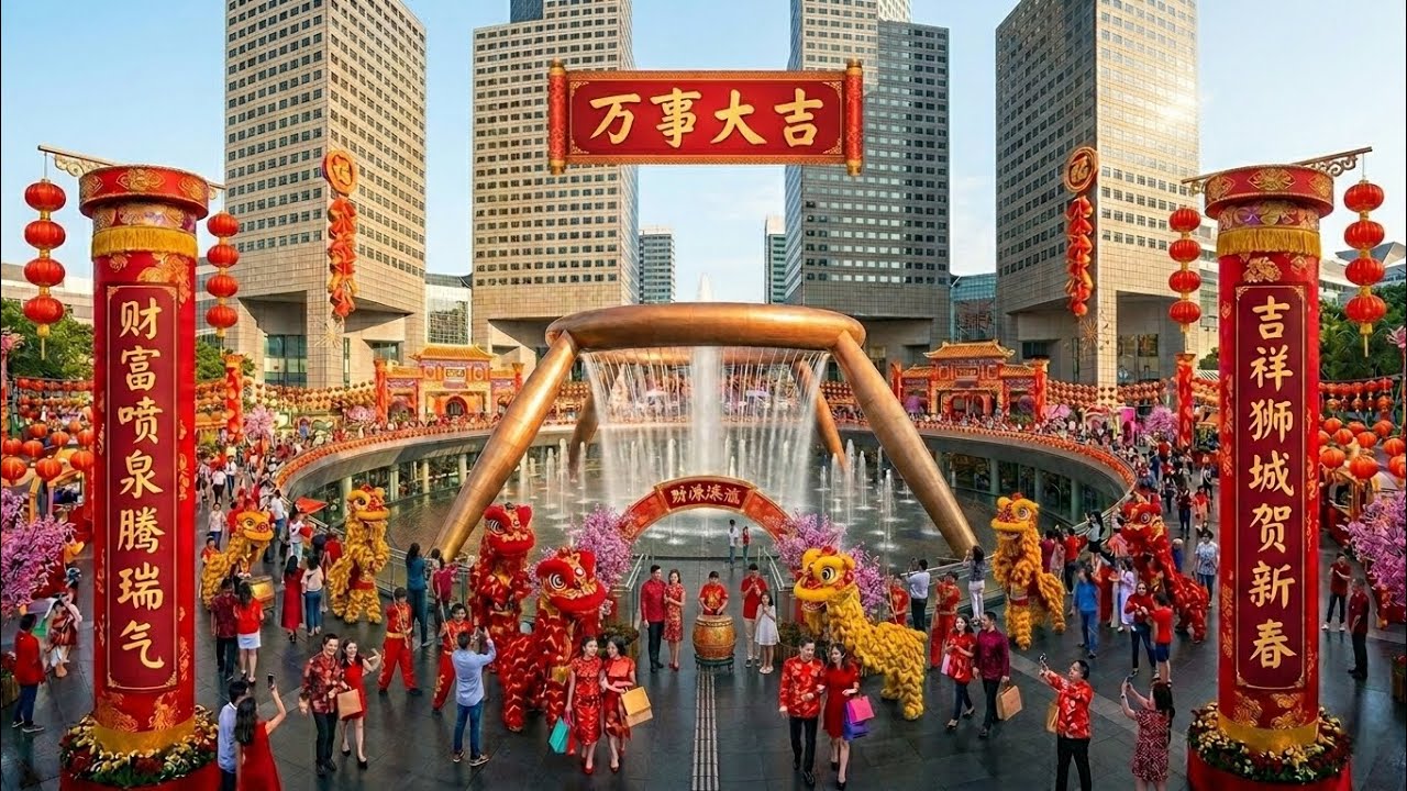 Singapore Suntec City 新加坡 新达城 著名的财富之泉 Fountain of Wealth 向内聚财 农历新年 Chinese New Year 吉祥寓意