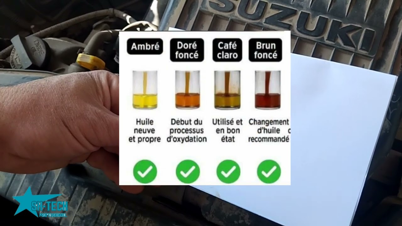 فحص جودة زيت المحرك بمعاينة اللون و الملمس contrôle de la qualité d'huile moteur' 