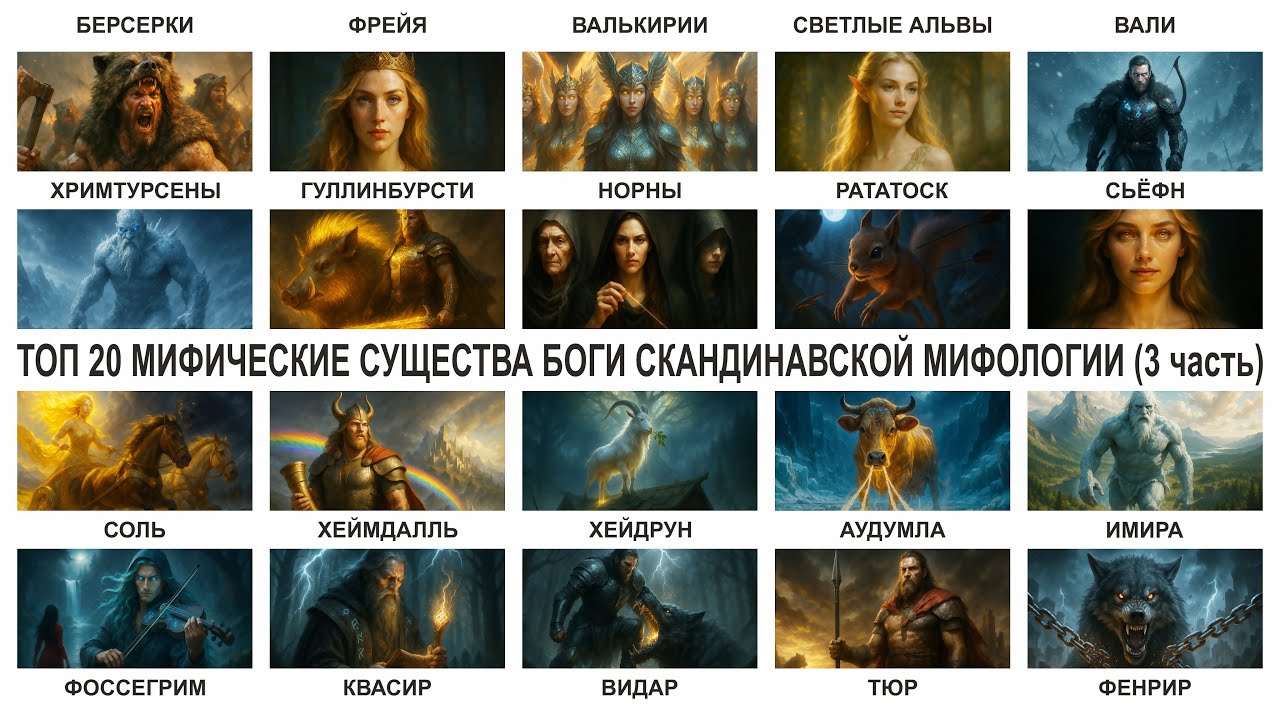 ТОП 20 МИФИЧЕСКИЕ СУЩЕСТВА БОГИ СКАНДИНАВСКОЙ МИФОЛОГИИ (3 часть)