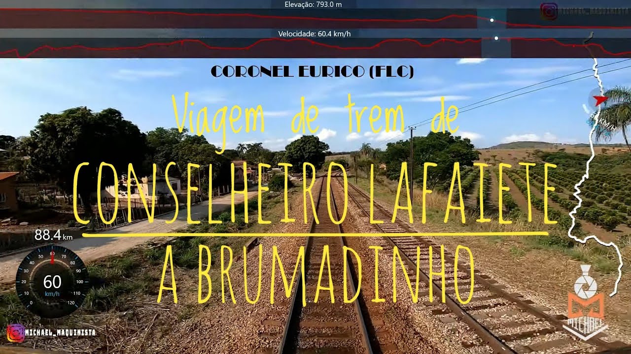 Viagem de trem pelas curvas do Paraopeba, de Conselheiro Lafaiete a Brumadinho, MG. Com SOM ORIGINAL