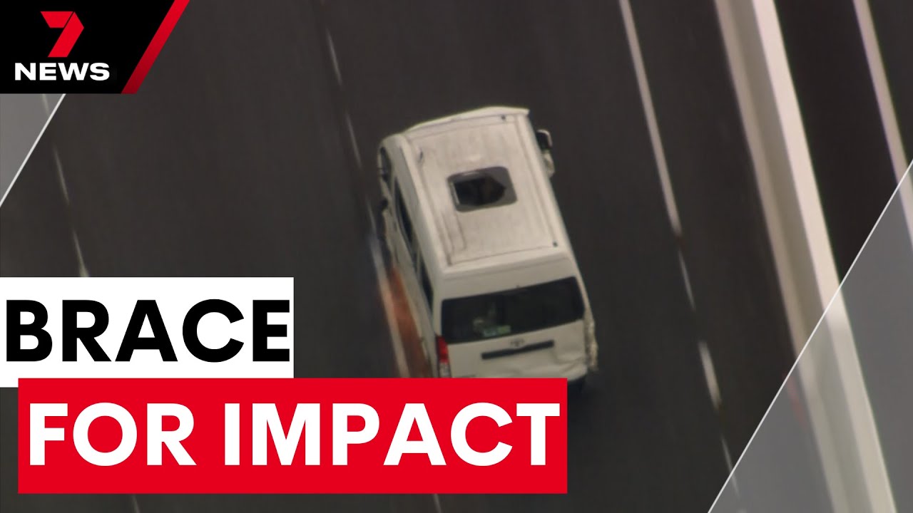Police chase damaged van through Melbourne before hitting man | 7NEWS